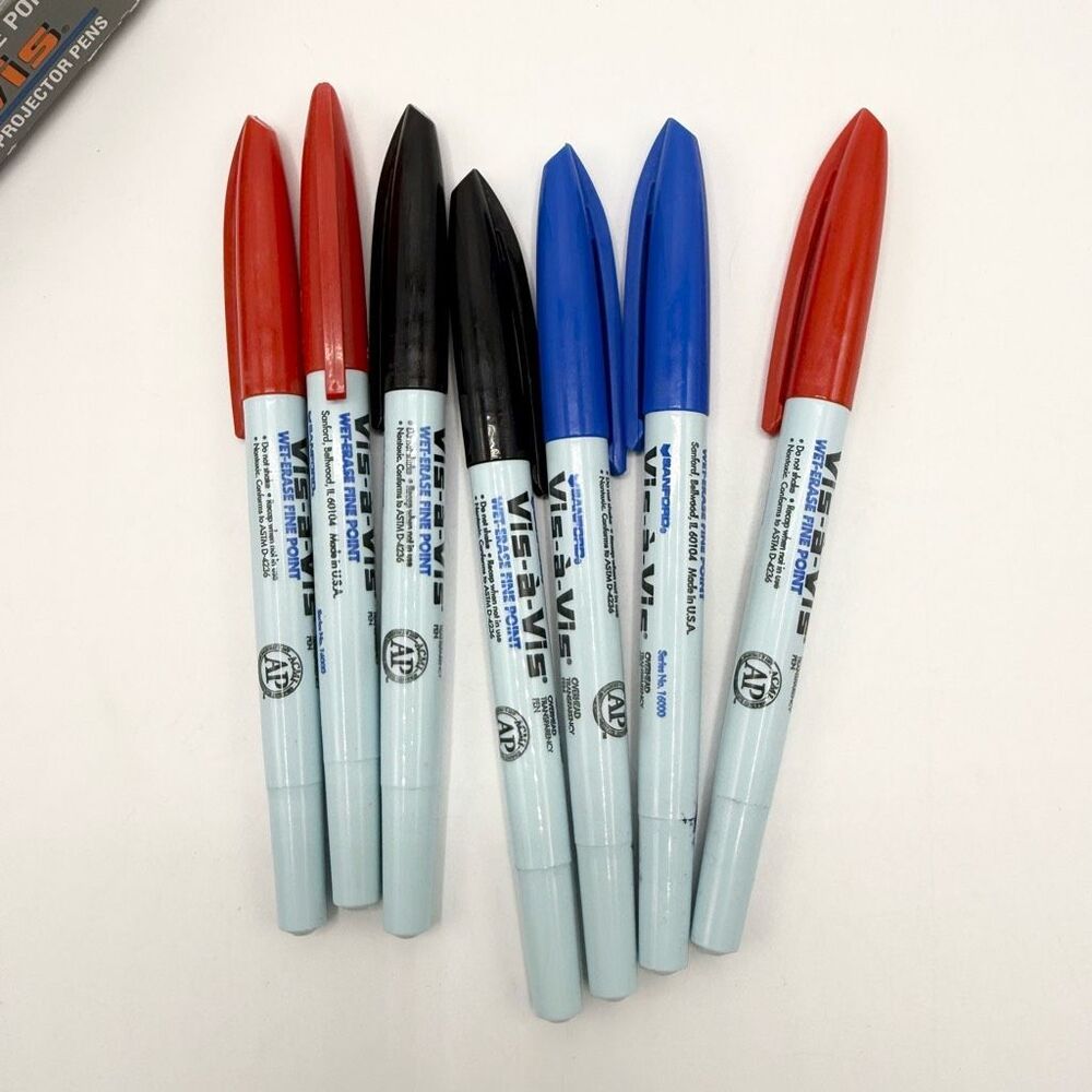 Vis-a-Vis Water-base Overhead Projector Pens - 7 total